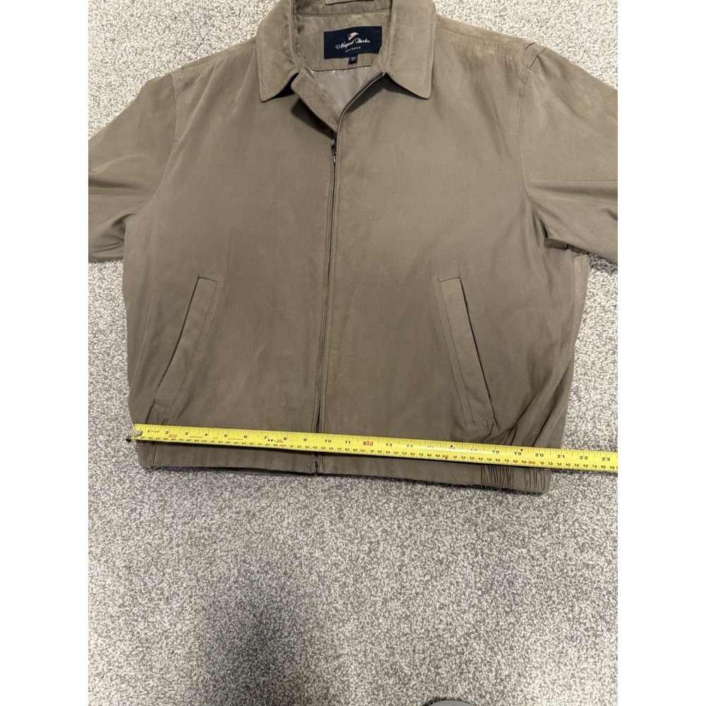 Newport Harbor Tailored Bomber Jacket Faux Suede Size L Tan/Beige/Khaki, Lined - Picture 8 of 15